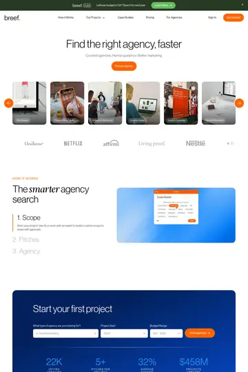 Breef website homepage