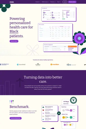 Violet website homepage