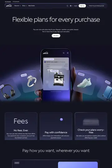 Affirm website homepage
