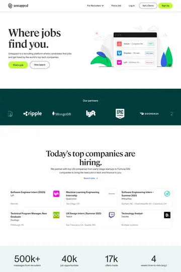 Untapped website homepage
