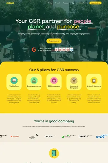 OnHand website homepage