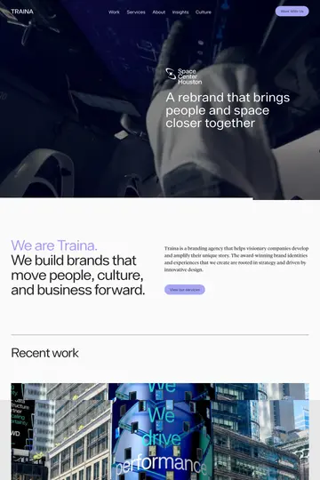 Traina website homepage