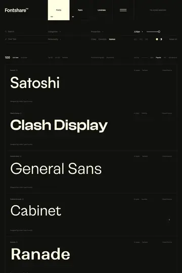 Fontshare website homepage