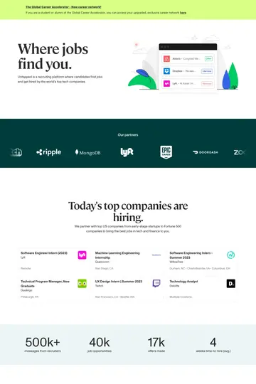 Untapped website homepage