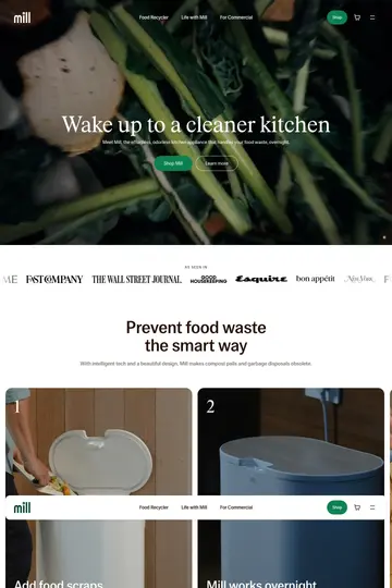 Mill website homepage