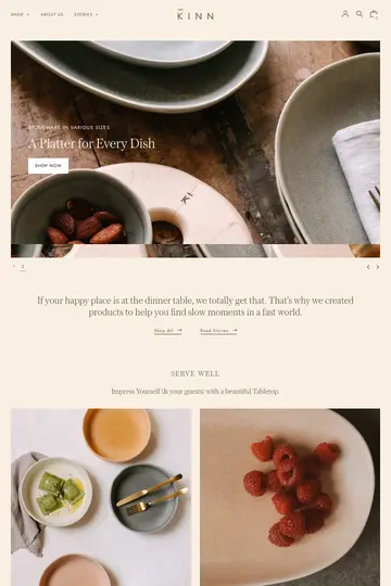 Kinn Home website homepage