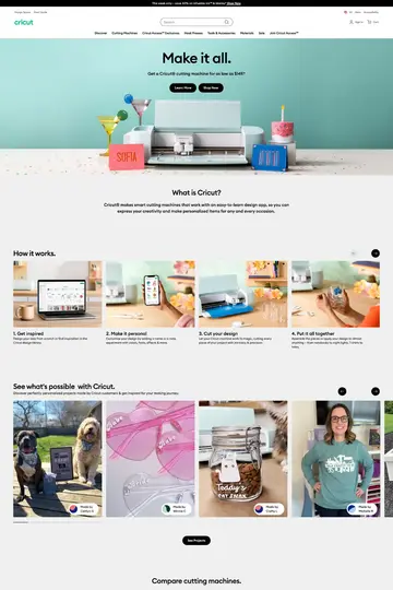 Cricut website homepage