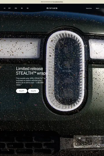 Rivian website homepage