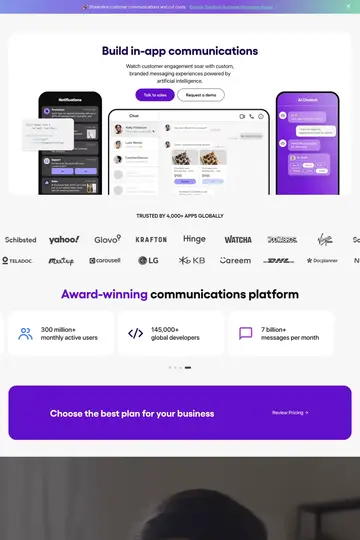 Sendbird website homepage