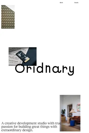 Oridnary website homepage