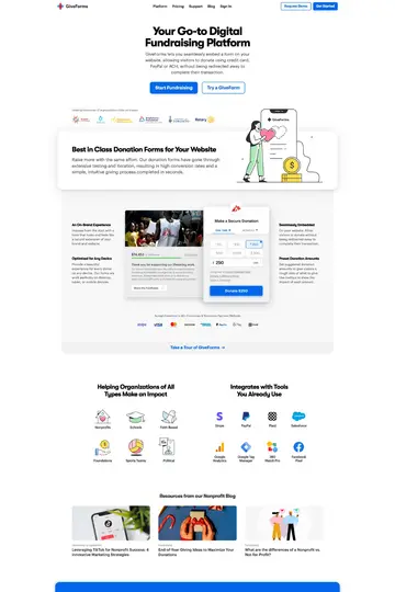 GiveForms website homepage