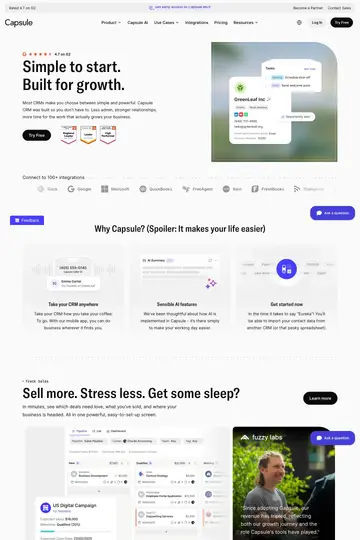 Capsule website homepage