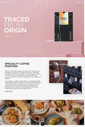 Cartwheel Coffee website homepage