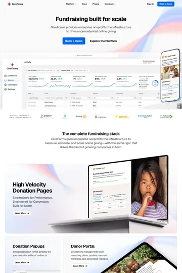 GiveForms website homepage