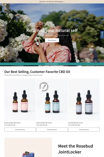 Rosebud CBD website homepage