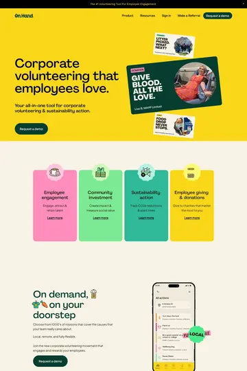 OnHand website homepage