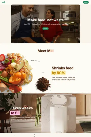 Mill website homepage