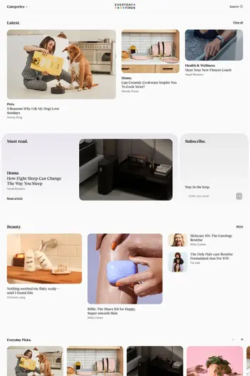 Everyday Finds website homepage