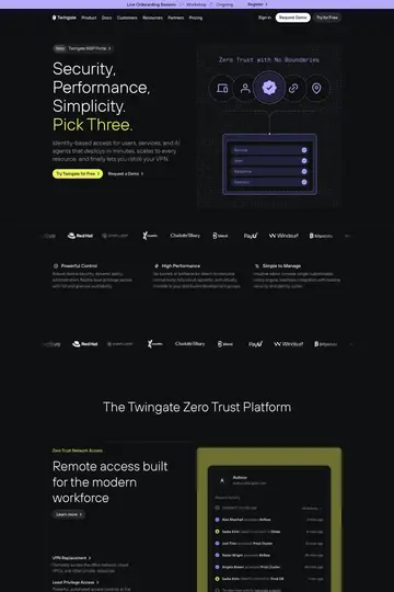 Twingate website homepage