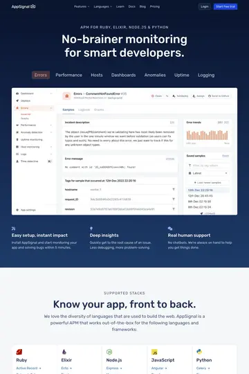 AppSignal website homepage