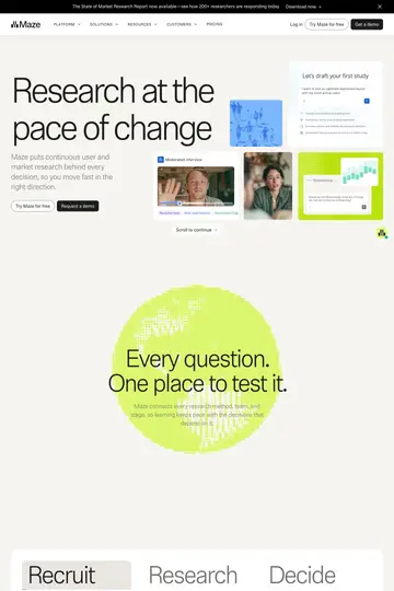 Maze website homepage