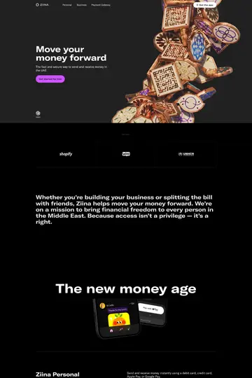 Ziina website homepage