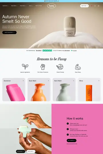 Fussy website homepage