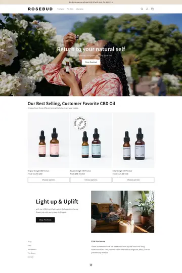 Rosebud CBD website homepage