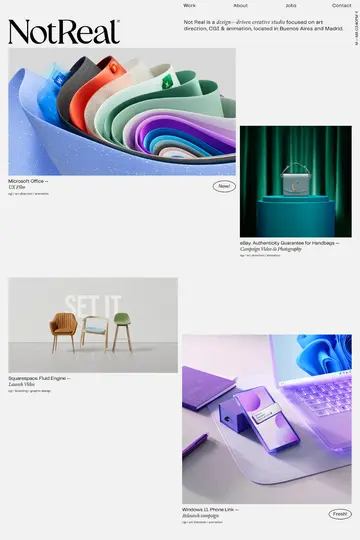 NotReal website homepage