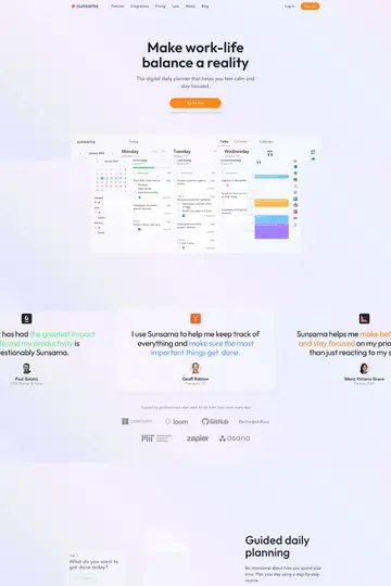 Sunsama website homepage