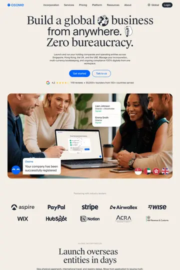 Osome website homepage