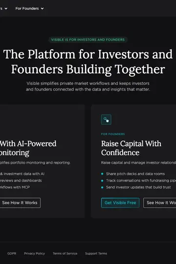 Visible website homepage