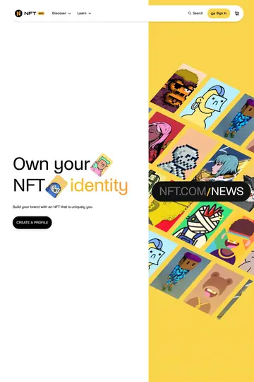 NFT.com website homepage
