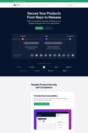 FOSSA website homepage