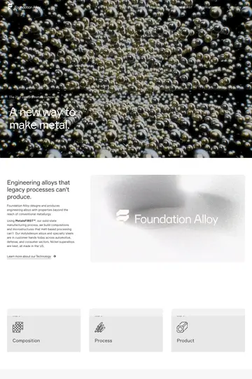 Foundation Alloy website homepage