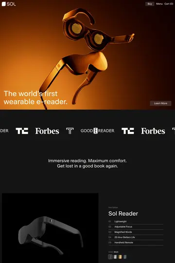 Sol Reader website homepage