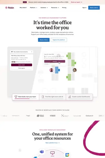 Robin website homepage