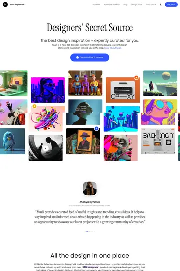 Muzli website homepage