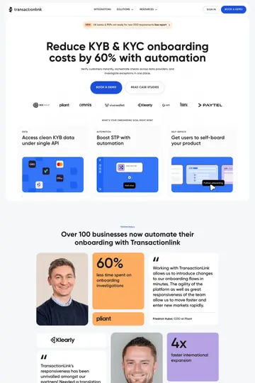 TransactionLink website homepage