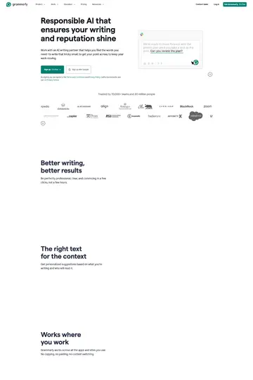 Grammarly website homepage