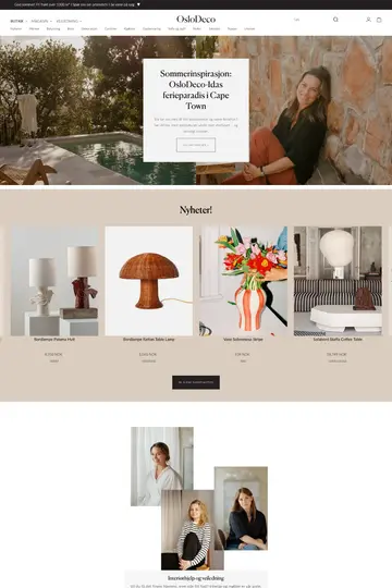 OsloDeco website homepage