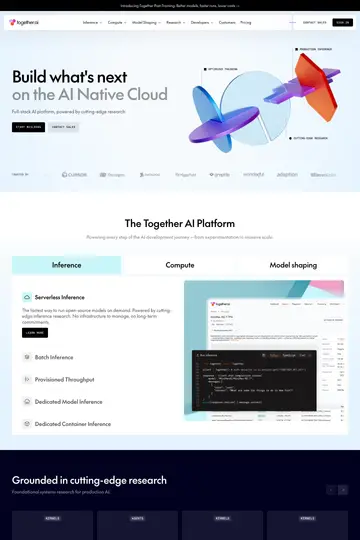 Together AI website homepage