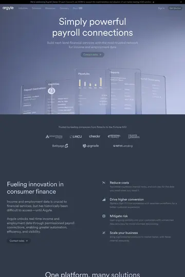 Argyle website homepage