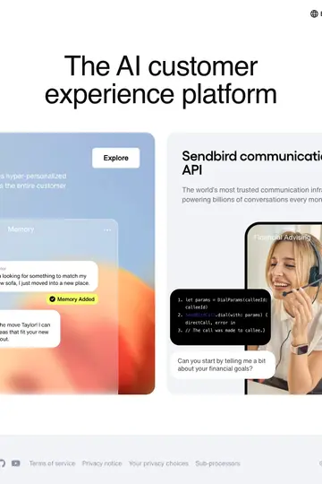 Sendbird website homepage