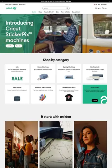 Cricut website homepage