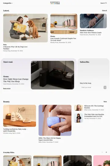 Everyday Finds website homepage