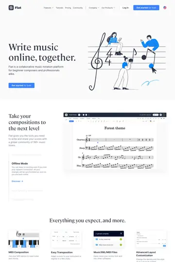 Flat website homepage
