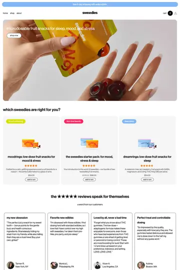 Sweeds website homepage