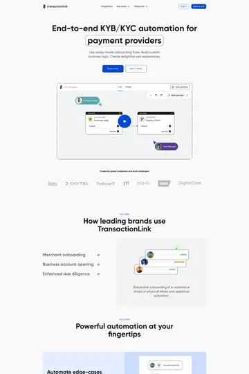 TransactionLink website homepage