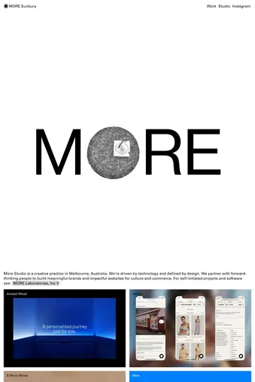 MORE Studio website homepage